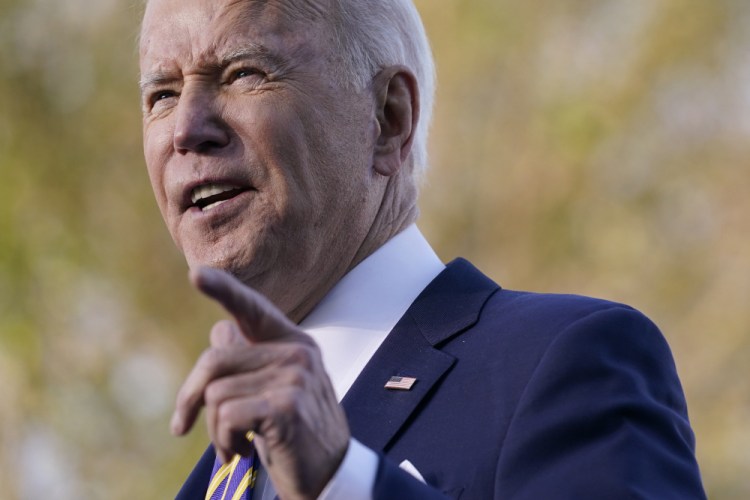 President Biden speaks in support of changing the Senate filibuster rules that have stalled voting rights legislation, at Atlanta University Center Consortium, on the grounds of Morehouse College and Clark Atlanta University on Tuesday in Atlanta. 