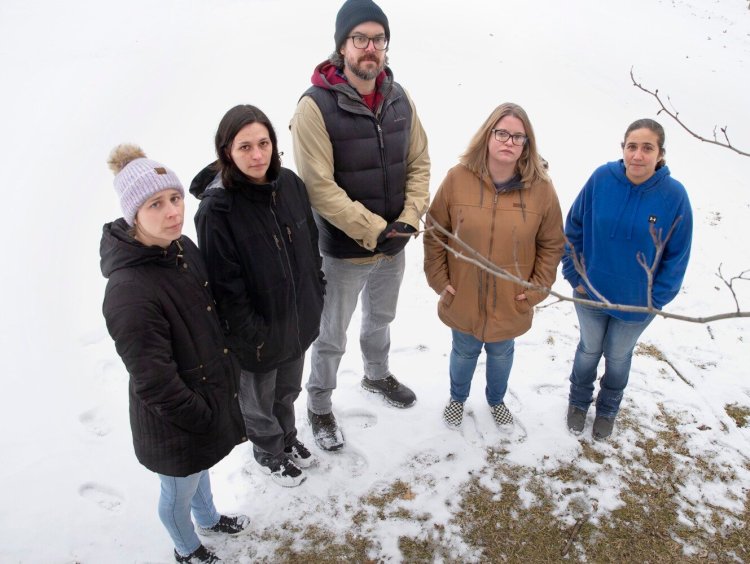 From left, Lindsey Duca, Carey Knowles, Eric Poulin, Molly Philbrick and Allysia Eldred, who work in the special ed classroom at Ocean Avenue Elementary School, where a student allegedly was abused last fall. They're concerned about staffing levels and lack of support from administration.